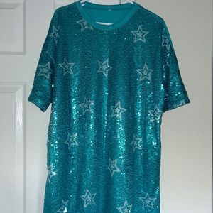 Sequin T-shirt Shift Dress